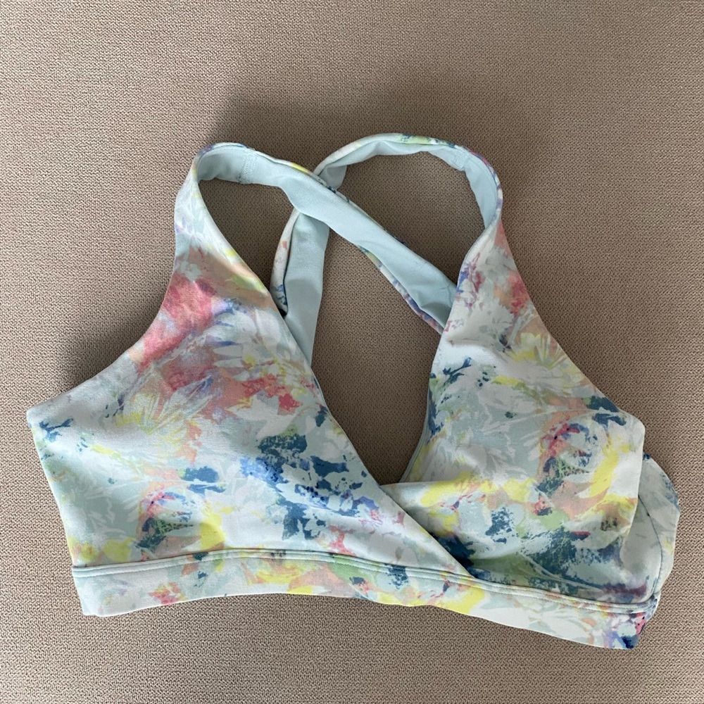Nursing sports bra in rainbow colors